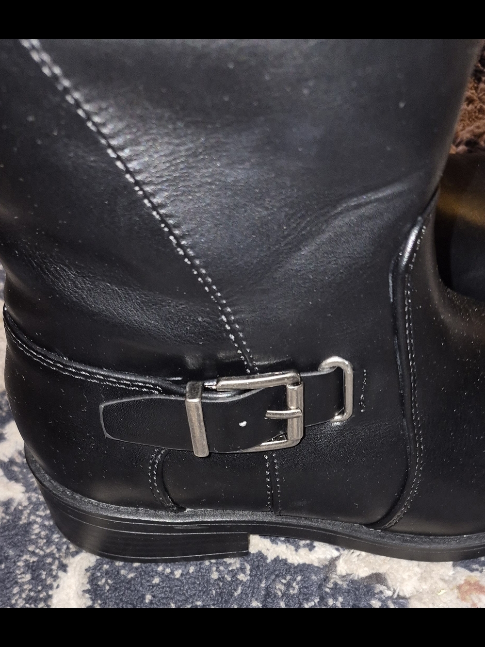 Soda Black Leather Knee-High Buckle Boots - Picture 3 of 10